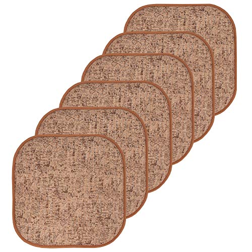 "Sweet Home Collection Chair Cushion Memory Foam Pads Honeycomb Pattern Slip Non Skid Rubber Back Rounded Square 16"" x 16"" Seat Cover, Broadway Rust/Brown - 6 Pack"