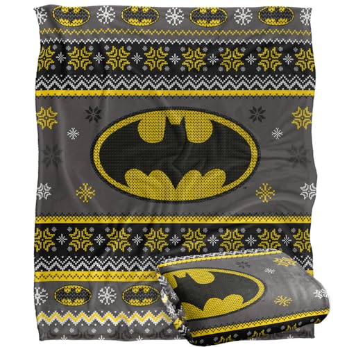 BATMAN Blanket, 152 x 127 cm Ugly Christmas Sweater Logo Silky Touch Super Soft Throw Blanket
