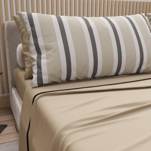 PETTI Artigiani Italiani - Cotton Sheets, Bed Set with Pillowcases in Digital Print Thousand Stripes 31 - French Double - Made with Love in Italy since 1968