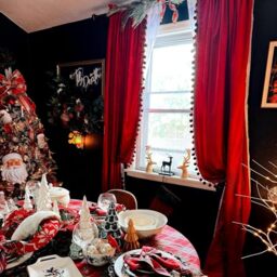 StangH Christmas Red Pom Pom Velvet Curtains - Luxury Thermal Insulated Window Curtains for Bedroom Living Room, Light Blocking Privacy Drapes for Theater, W52 x L84, 2 Panels & Tiebacks