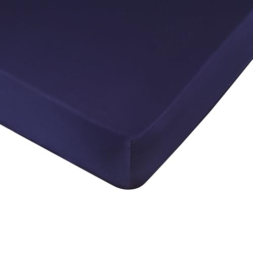 Tommy Hilfiger Fitted Sheet 160x200 in Navy Blue Made from 100% Brushed Cotton with a Fabric Density of 57 Thread Counts per cm??. Base Height of 30 cm. Soft, Warming, Breathable