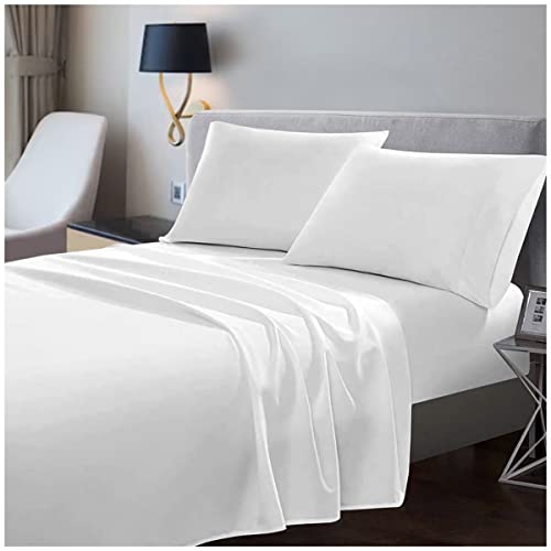 200 Thread Count Flat Sheets Single- 100% Egyptian Cotton Bed Sheets- Super Soft Hotel Quality Bedding- White