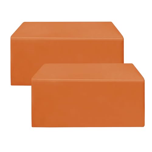 HolidayIdeas 2 Pack Fitted Tableclothes - 48 x 24 Inch - Orange Rectangle Tablecloths for 4 Foot Tables, Polyester Fabric Table Covers for Parties, Holiday Dinner, Wedding, Trade Show