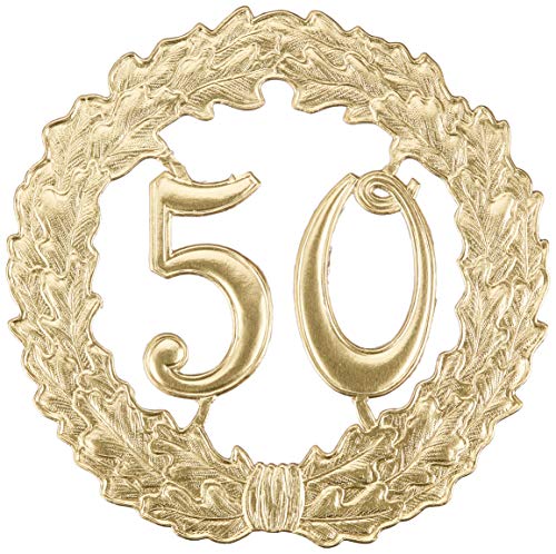 Rayher Cardboard Wreath for 50th Wedding Anniversary or 50th Birthday, Gold, Diameter 18 cm, 8211106