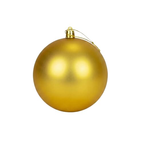 25cm Large Deep Gold Bauble PVC Shatterproof Matt Finish Christmas Balls Ornament - Festive Xmas Tree Hanging Decorations, Round Ornament for Holiday Home Decor