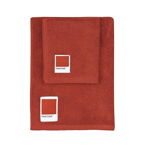 PANTONE™ – Face and Bidet Towels in 100% Pure Cotton Terry Towel, Oeko-Tex Certified 100% Cotton, Face and Guest Bath Towel Set, 50 x 100 cm and 40 x 50 cm, Soft Absorbent Also Suitable as Gym Towel
