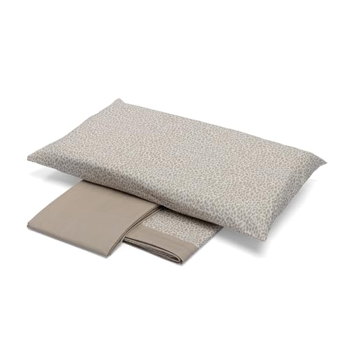 Foppapedretti Notte & Natura Complete Bed Set, Top Sheet, Fitted Sheet and Pillowcase Petals Sand 100% Cotton, Made in Italy