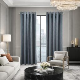 "GC GAVENO CAVAILIA Eyelet Blackout Curtains For Living Room - 2Panel Ring Top Black Out Grey Velvet Curtains 90""x90"" - Room Darkening, Light Blocking Thermal Insulated Window Curtains & Drapes"