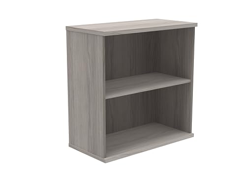 Office Hippo Heavy Duty 2 Tier Bookcase, Book Filing Cabinet, Storage Unit With Adjustable Shelf & Feet, Bookshelf Bookcase Suitable For Home Office & Workplace, Alaskan Grey Oak, 40D x 80W x 81.6Hcm