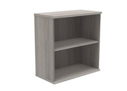 Office Hippo Heavy Duty 2 Tier Bookcase, Book Filing Cabinet, Storage Unit With Adjustable Shelf & Feet, Bookshelf Bookcase Suitable For Home Office & Workplace, Alaskan Grey Oak, 40D x 80W x 81.6Hcm