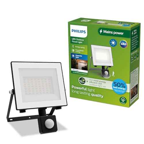 PHILIPS Lois UltraEfficient Outdoor Floodlight, with Motion Sensor, 14 W, 3000 K White Light, Anthracite