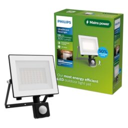 Philips Lois UltraEfficient Outdoor Floodlight with Sensor, White, 14 W - White Hue 3000 K, Anthracite, Motion Sensor Automation, for Gardens, Weather Resistant