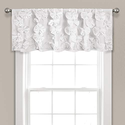 "Lush Decor Riley Window Curtain (Single Panel), Polyester, White, 54"" W x 18"" L (Pack of 1)"