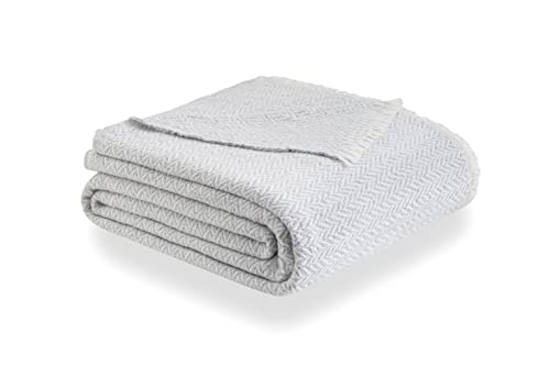 Todocama - Extra Soft Cotton Blanket, Four Seasons, Multipurpose Sofa Quilt, Plaid for Bed, Foulard Blanket, Bed Cover, Sofa Cover, PRCMAMSGRCL, Light Grey, 230 x 240 cm