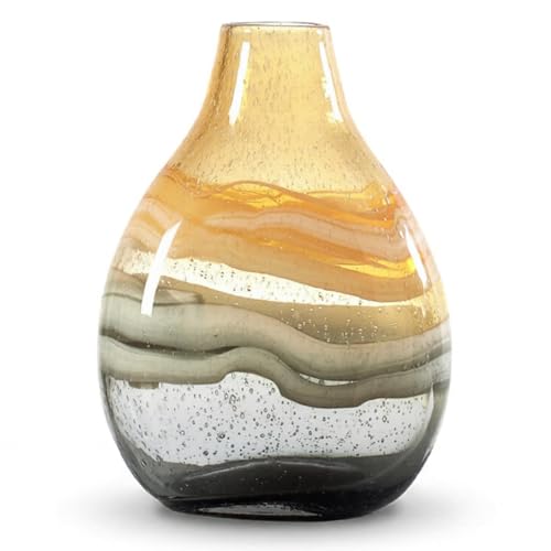 Torre & Tagus 902524B Andrea Swirl Glass Bulb Vase, Short, Amber