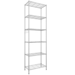 Himimi 6-Tier Wire Shelving Unit, Free Standing Shelf, Storage Shelves, Heavy Duty Metal Organizer Rack for Garage, Kitchen, Living Room, Bathroom, 21.26L x 11.42W x 62.99H, Silver