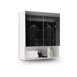 TUKAILAi 2 Door Bathroom Mirror Cabinet with Open Shelf, Wall Mounted