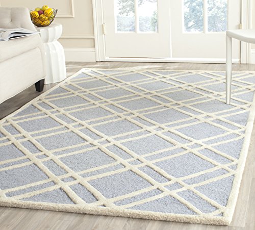 Safavieh Modern Indoor Hand Tufted Rectangle Area Rug, Cambridge Collection, CAM142, in Light Blue / Ivory, 122 X 183 cm for Living Room, Bedroom or Any Indoor Space