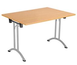 Office Hippo Folding Office Table, Sturdy & Stylish Computer Table Desk, Work Table For Home Office, Versatile Foldable Table For Meeting Room or Boardroom, 5 Year Guarantee - Beech/Silver