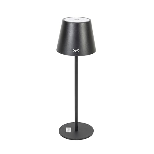 PNI LT04B Table lamp with 2.5W LED, 1200 mAh Battery, USB-C Charging, 150 lumens, 3000K Warm White Light, Touch Button, dimmable, Black Color