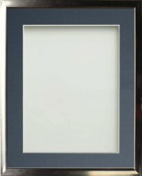 Frame Company Drayton Range Chrome Effect Photo Frame with Blue Mount, 16x12 for image size 12x8 inch