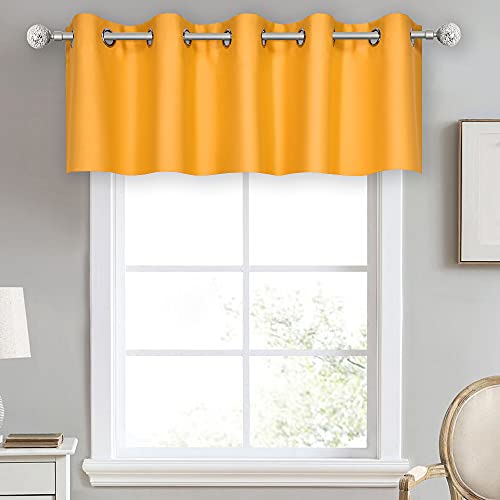 DECOVSUN Orange Yellow Valances for Windows 70X18 Inches Blackout Thermal Insulated Valance with Grommet Top for Kitchen Living Room Short Straight Drape Valance for Bedroom Kids Room 1 Panel