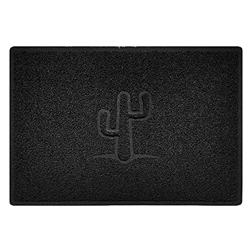 Nicoman Cactus Embossed Shape Door Mat Dirt-Trapper Washable Barrier Doormat-(Use Indoor or Sheltered Outdoor)-(90x60cm/3x2ft,Large) Black