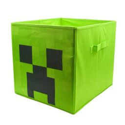 Minecraft Creeper Kids Bedroom Storage Boxes + Handles Durable Fabric Foldable Box Cubes Compatible Kallax Furniture - Organiser for Kids Toy Room & Playroom