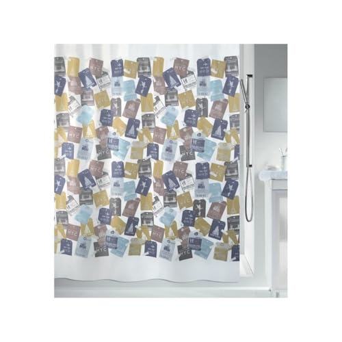 Spirella Textile Shower Curtain Travel, Fabric, 180 x 200 cm Multi-Coloured