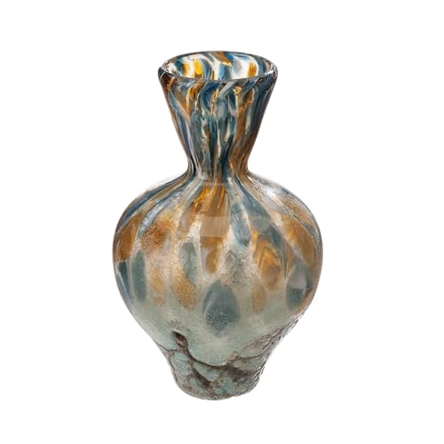 Bronko Glass Art Vase, Brown, Height 24 cm x Diameter 15 cm, Coloured and Waterproof, Flower Vase