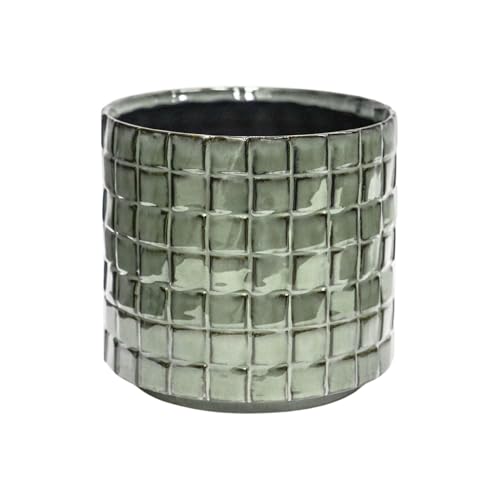 Ivyline Tarah Textured Glaze Planter in Sage - Durable and Stylish - Decorative Contemporary Indoor Ceramic Houseplant Flower Pot - H11cm x D10cm