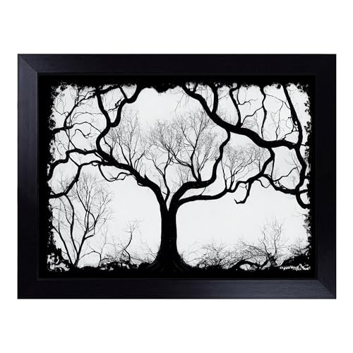 Lap Tray with Bean Bag Cushion, Striking Tree - Handmade in the UK, Raised Wooden Edge, Padded Cushion, Heat-Resistant Wipe-Clean Surface, for Meals, Laptops and Crafts