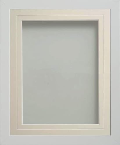 Frame Company Allington White Photo Frame with Ivory V-Groove Mount, A3 for A4, fitted with perspex