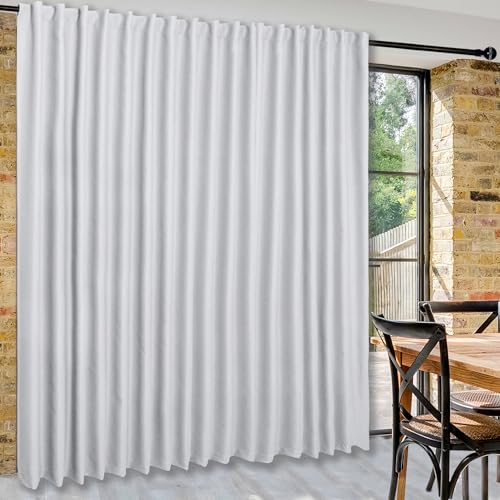 DWCN Patio Sliding Door Curtains - Extra Wide Blackout Curtains for Glass Door, Room Divider Thermal Curtain Panel with Back Tab & Rod Pocket for Bedroom Partition, 144 x 84 Inches, Greyish White