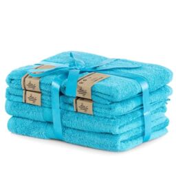 DecoKing Set of 6 Turquoise Cotton 4 Hand Towels 50 x 100 cm and 2 Bath Towels 70 x 140 cm Bath Towels Bamboo Viscose Absorbent Antibacterial Bamboo Bamby Turquoise