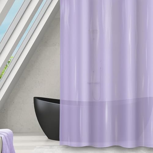 MSV Romana PEVA Shower Curtain 180 x 180 cm Lavender Transparent