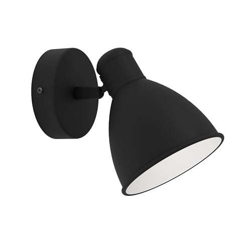 Eglo LED wall Light San Peri 1, Indoor lamp with Adjustable spot, Living Room and Hallway Lighting Fixture Made of Black and White Metal, GU10 Light Bulb, Warm White