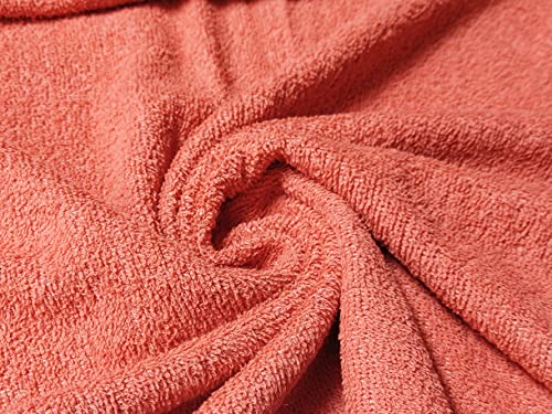 Double Sided Cotton Terry Towelling Fabric Material - Peach, 1Mtr 150cmx100cm