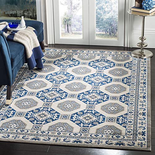 Safavieh Traditional Indoor Woven Rectangle Area Rug, Patina Collection, PTN320, in Blue / Ivory, 155 X 229 cm for Living Room, Bedroom or Any Indoor Space