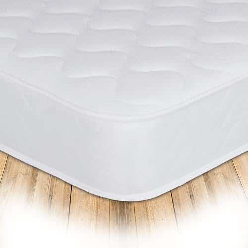Starlight Beds 2ft6 Small Single Mattress. Wave Design Small Single Sprung Mattress. Soft, White, 18cm Deep. (75cm x 190cm, 2ft6 x 6ft3)