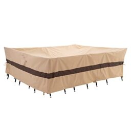 WJ-X3 Large Rectangle Patio Table Cover Sectional, Outdoor Furniture Set Cover Heavy Duty, Lawn Dining Set Cover Waterproof, High Wind Resistant, Anti-Fading 136W x 88D x 36H Inches, Beige & Coffee