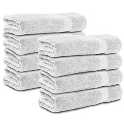 Komfortec Set of 8 hand towels 50 x 100 cm made from 100% cotton, 470 g/m², terry towelling, soft, white