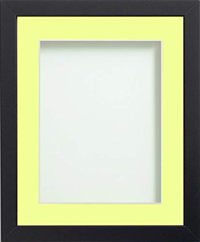 Frame Company Allington Black Photo Frame with Lemon Bon Bon Mount, 14x11 for 12x8 inch, fitted with perspex