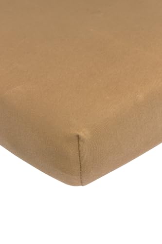 Meyco Home Basic Jersey Plain Fitted Sheet for Double Bed (Flat Sheet with Soft Jersey Quality, 100% Cotton, thanks to All-Round Elastic, Breathable, Dimensions: 160 x 200 cm), Toffee