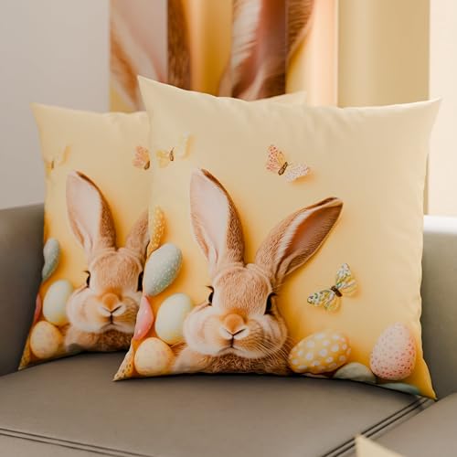 PETTI Artigiani Italiani - Set of 2 Easter Cushion Covers 60x60 cm in Microfibre, Easter Decorative Cushions for Bedroom, Sofa and Living Room, 2 Decorative Pillow Covers, 100% Made in Italy