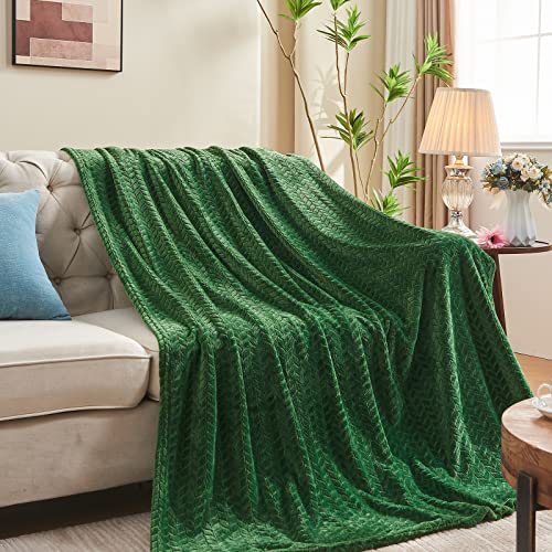 inhand Green Throw Blanket for Couch, Super Soft Cozy Warm Blankets and Throws, Lightweight Fuzzy Twin Blanket for Sofa Bed Office,60x90 inches
