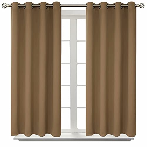 BGment Blackout Curtains for Living Room - Grommet Thermal Insulated Room Darkening Curtains for Bedroom, 2 Panels of 52 x 45 Inch, Taupe