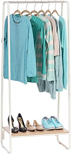 Iris Ohyama, Bedroom Storage, Large Metal Clothes Rack, Wardrobe with Shelf, Coat Rack, 1 Level, White, Dressing, Clothes & Shoes, Entrance, Easy Assembly, PI-B5L