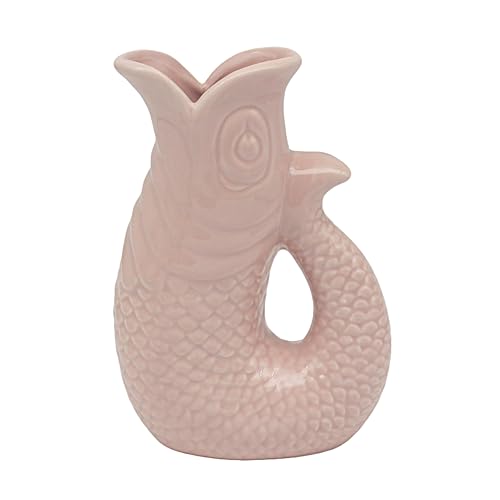 Lesser & Pavey Fish Jug Vase Pink 20cm - Ceramic Flower Jug for Fresh or Artificial Bouquets - Unique Decorative Vase & Gift for Fans of Stylish Flower Vases and Home Display Pieces