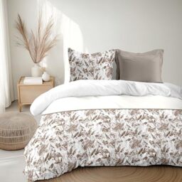 Home Linge Passion Duvet Cover Set 220 x 240 cm – 3 Pieces – Soft Cotton Percale – Duvet Cover + Pillowcase – Taupe – La Nomad Model